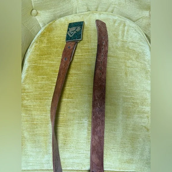 Sterling,  Gf and turquoise Native American belt and Aztec with turquoise - Picture 8 of 12